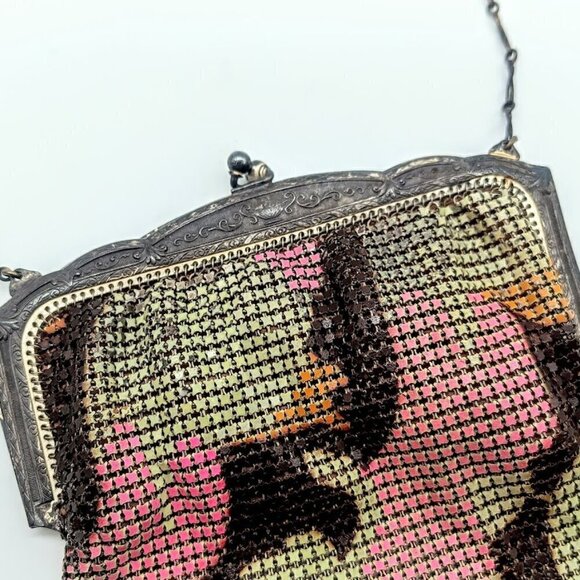 Antique 1920s Whiting & Davis Art Deco Metal Mesh Flapper Purse - Picture 4 of 9